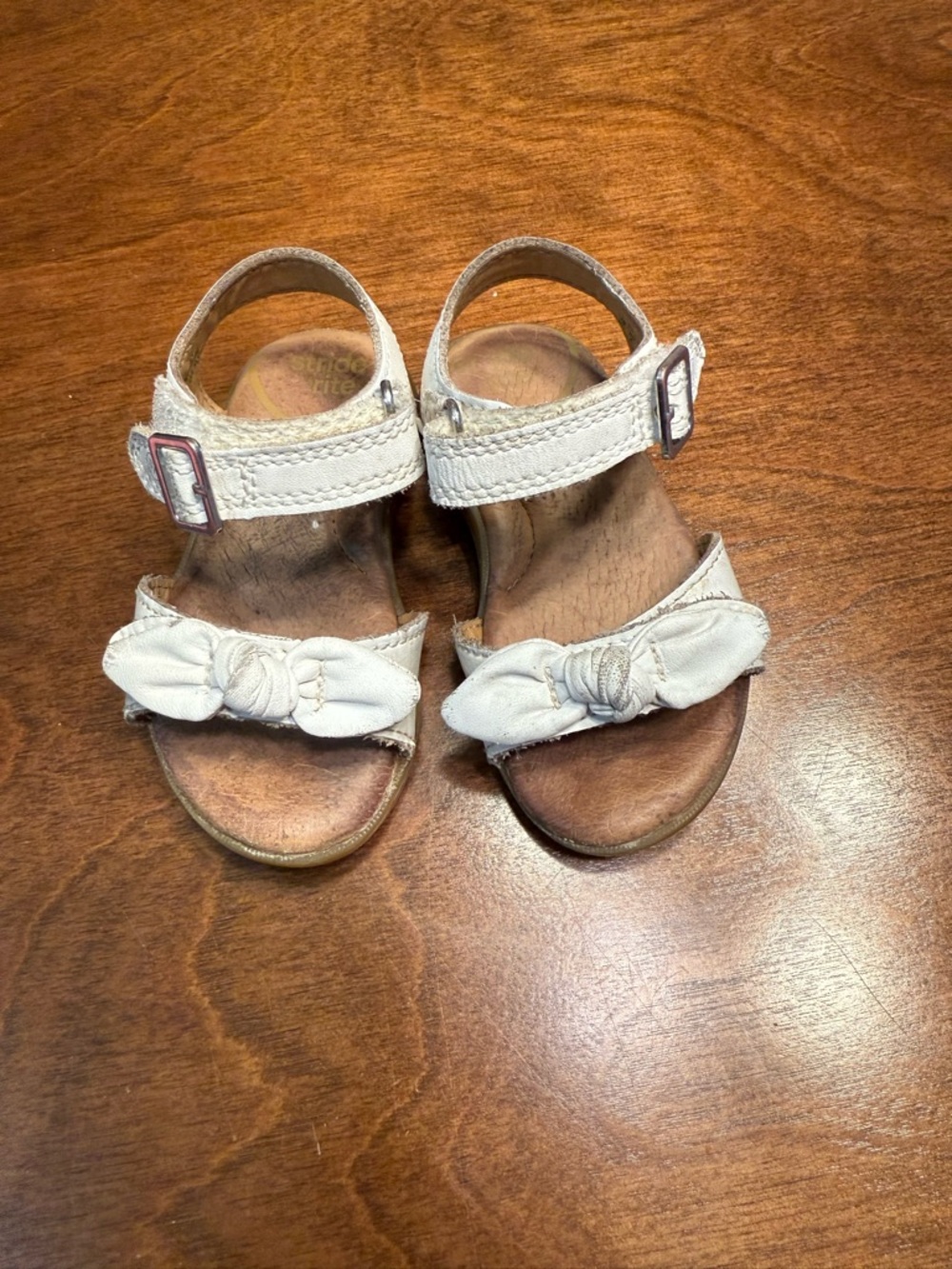 Stride Rite Girls White Bow Strap Sandals